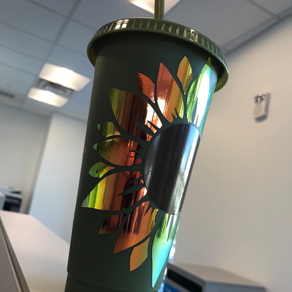 Custom made sunflower tumbler